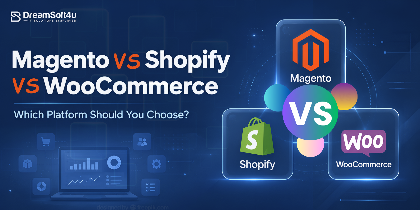 Magento vs Shopify vs WooCommerce ecommerce platform comparison 2026.