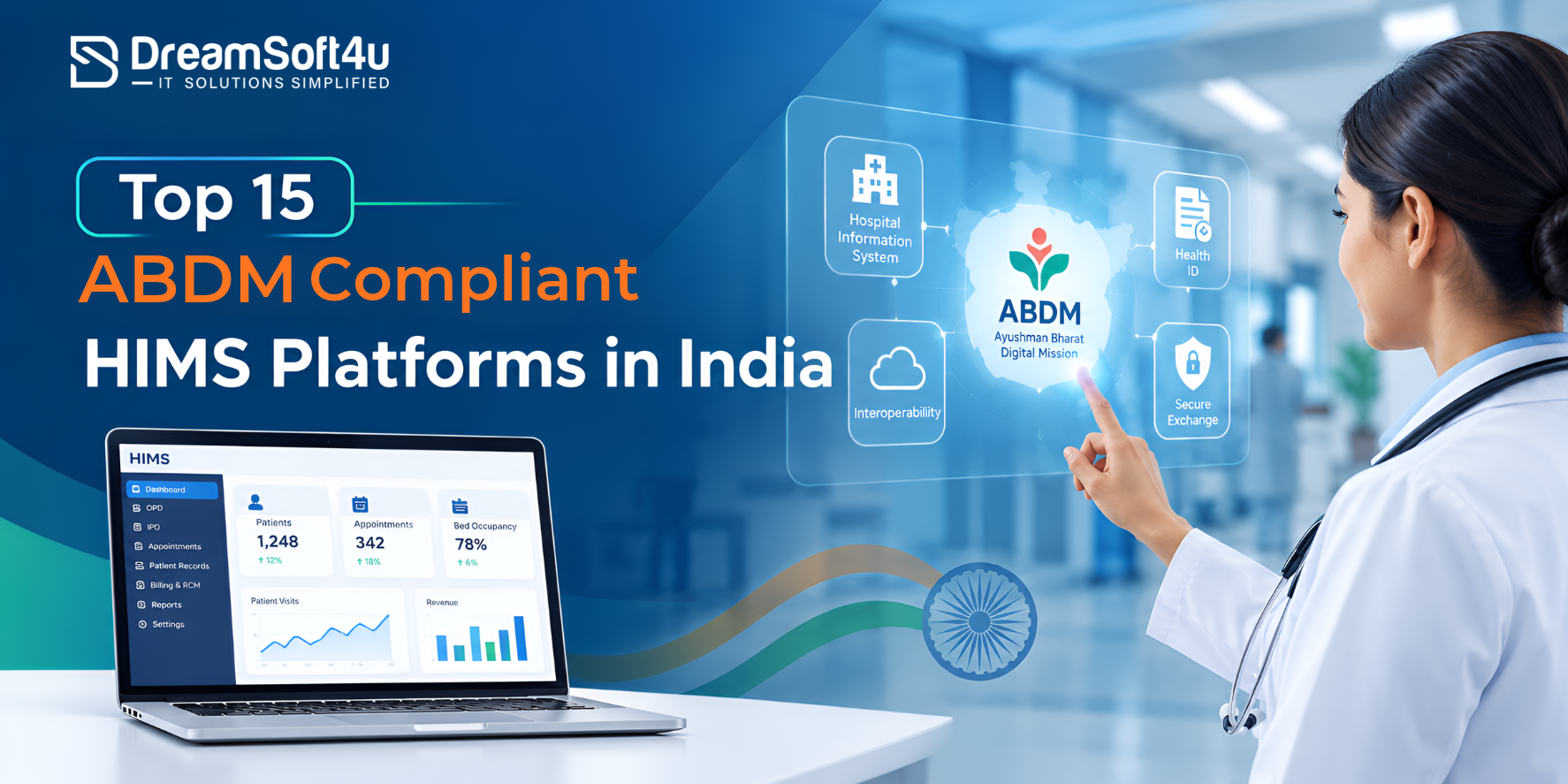 Comparison of top 15 ABDM compliant HIMS platforms in India for hospitals